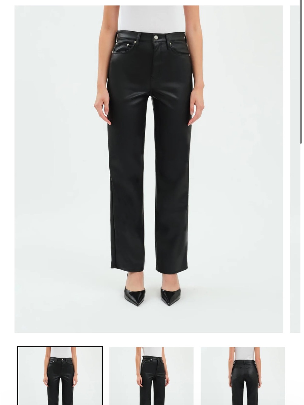 Straight-Leg Faux Leather Pants in Black